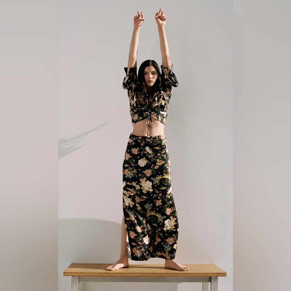 NWT Zara Floral Maxi Skirt Small 🌸 Chic • Flowy • Effortless Style